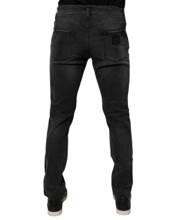 Black Cotton Stretch Skinny Men Denim Jeans - Image 4