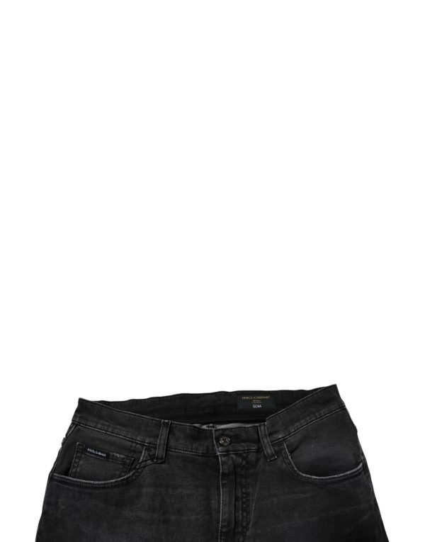 Black Cotton Stretch Skinny Men Denim Jeans - Image 5