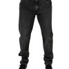 Black Cotton Stretch Skinny Men Denim Jeans - Image 2