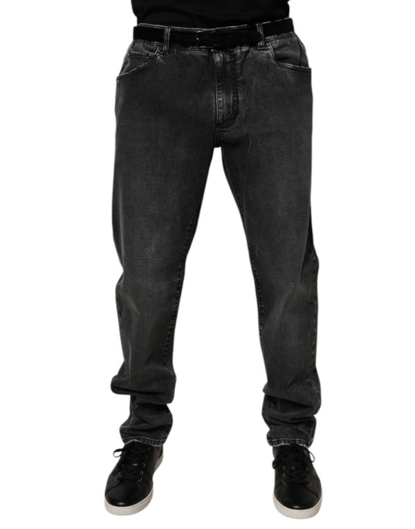 Black Cotton Stretch Skinny Men Denim Jeans - Image 2