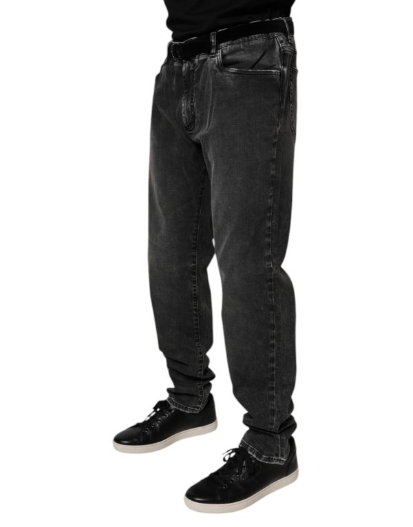 Black Cotton Stretch Skinny Men Denim Jeans - Image 3