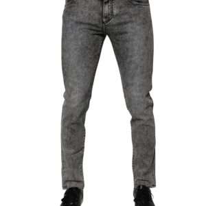 Dark Gray Washed Cotton Slim Fit Denim Jeans