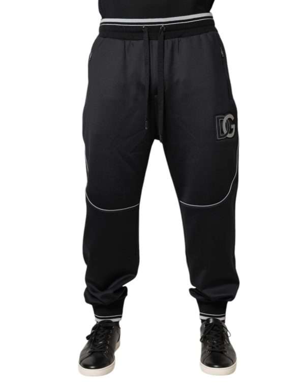 Black Polyester Logo Jogger Pants - Image 2