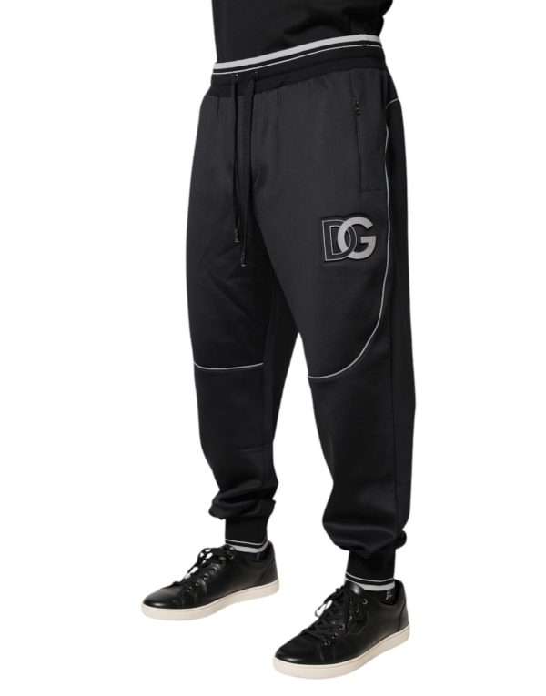 Black Polyester Logo Jogger Pants - Image 3