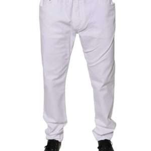 White Cotton Stretch Skinny Men Denim Jeans