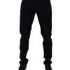 Black Cotton Stretch Slim Fit Men Denim Jeans - Image 2