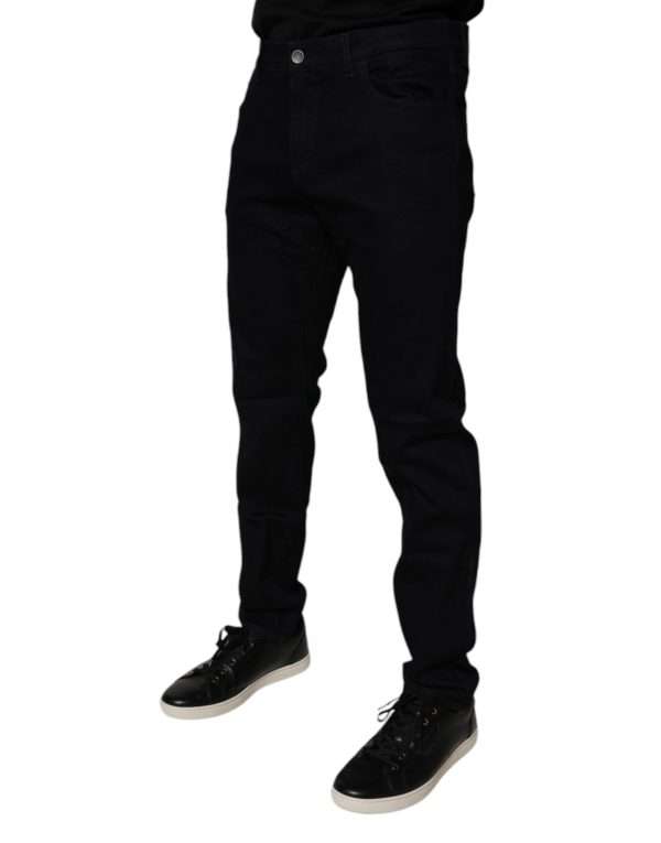 Black Cotton Stretch Slim Fit Men Denim Jeans - Image 3