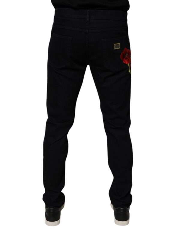 Black Cotton Stretch Slim Fit Men Denim Jeans - Image 4