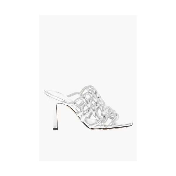 Silver Leather Women Sandal - Image 4