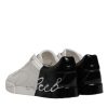 White Black Logo Portofino Men Sneaker Shoes - Image 5