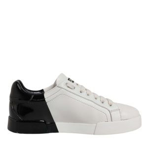 White Black Logo Portofino Men Sneaker Shoes