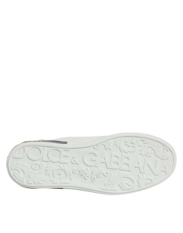 White Black Leather Portofino Sneaker Shoes - Image 8
