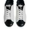 White Black Leather Portofino Sneaker Shoes - Image 3