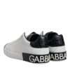 White Black Leather Portofino Sneaker Shoes - Image 5