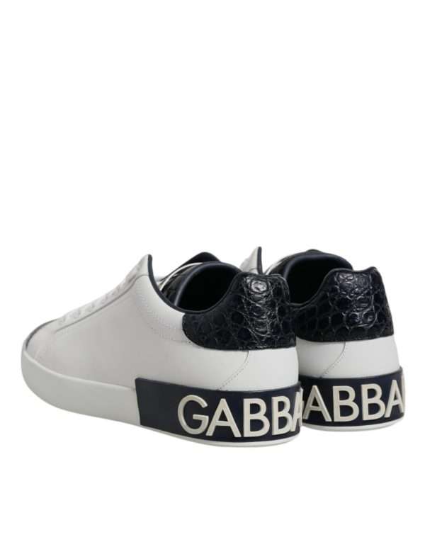 White Black Leather Portofino Sneaker Shoes - Image 5