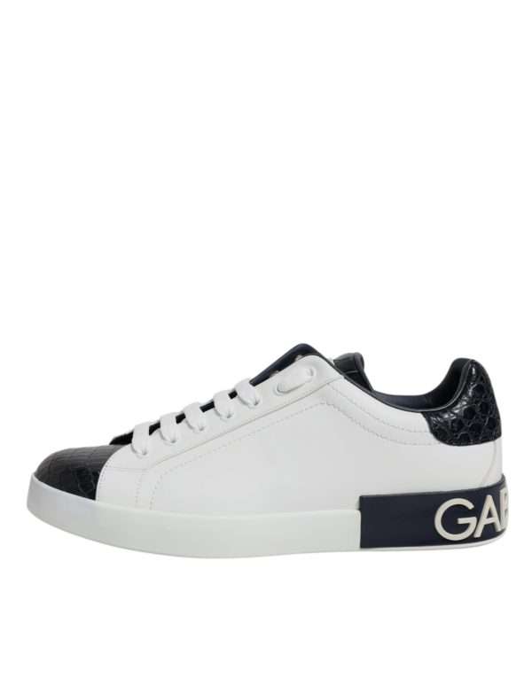 White Black Leather Portofino Sneaker Shoes - Image 6