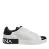White Black Leather Portofino Sneaker Shoes - Image 7