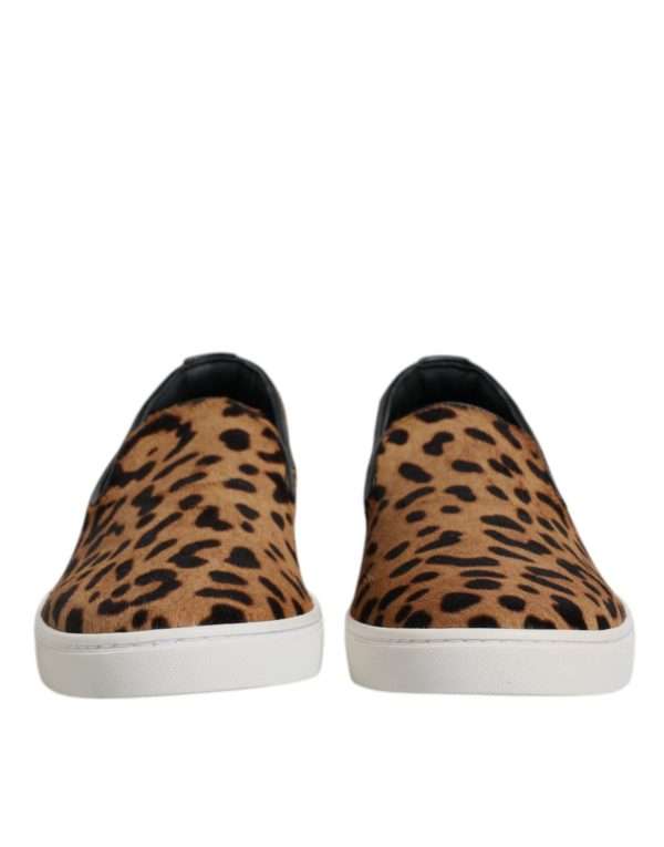 Brown Calfskin Fur Leopard Sneakers Shoes - Image 2