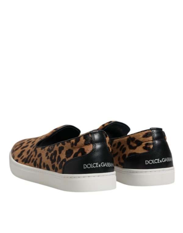 Brown Calfskin Fur Leopard Sneakers Shoes - Image 5
