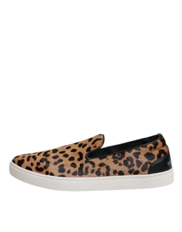 Brown Calfskin Fur Leopard Sneakers Shoes - Image 6