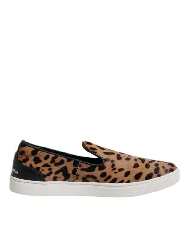 Brown Calfskin Fur Leopard Sneakers Shoes - Image 7