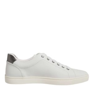 White Leather Heart Embellished Sneakers Shoes