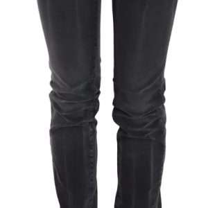 Grey Washed Low Waist Zipper Side Skinny Denim Jeans