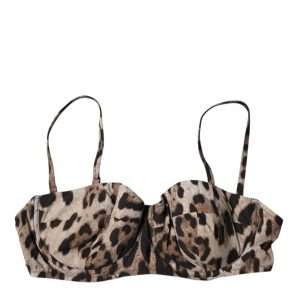 Brown Leopard Nylon Balconcino Bra Underwear