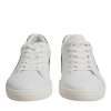 White Suede Leather Low Top Sneakers Shoes - Image 2