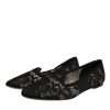 Black Taormina Lace Slip On Flats Shoes - Image 3
