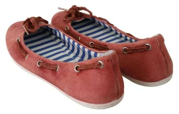 Scarlet Red Blue Stripe Flat Slip-On Shoes - Image 3