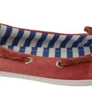 Scarlet Red Blue Stripe Flat Slip-On Shoes