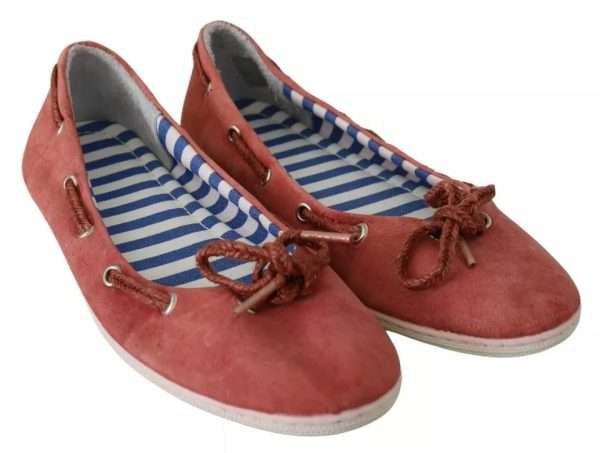 Scarlet Red Blue Stripe Flat Slip-On Shoes - Image 4