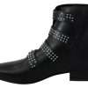 Black Fashion Buckled Zipper Ankle Boots Shoes - Image 3