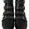 Black Fashion Buckled Zipper Ankle Boots Shoes - Image 6