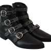 Black Fashion Buckled Zipper Ankle Boots Shoes - Image 7