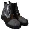 Multicolor Leather Suede Zipper Ankle Boots Shoes - Image 6