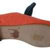 Orange Leather Bow Slip-on Loafers Ballet Flat Shoes - Image 4