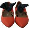Orange Leather Bow Slip-on Loafers Ballet Flat Shoes - Image 6