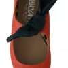 Orange Leather Bow Slip-on Loafers Ballet Flat Shoes - Image 7