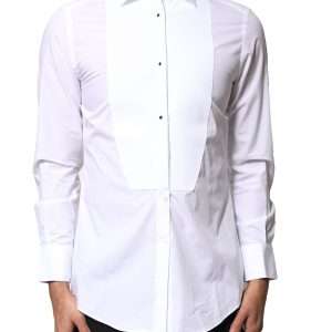 White Cotton Poplin Bib Formal Dress Shirt