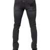 Dark Gray Cotton Stretch Skinny Denim Jeans - Image 4