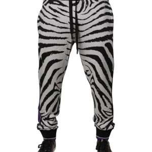 Black White Zebra Men Jogger Sweatpants Pants