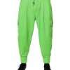 Neon Green Cargo Jogger Men Sweatpants Pants - Image 2