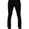 Black Cotton Stretch Skinny Men Denim Jeans - Image 4