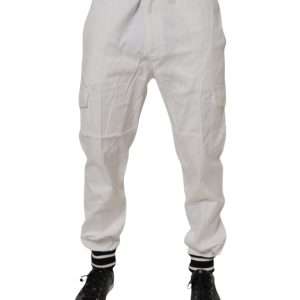 White Cotton Jogger Cargo Skinny Pants