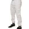 White Cotton Jogger Cargo Skinny Pants - Image 3