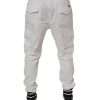 White Cotton Jogger Cargo Skinny Pants - Image 4