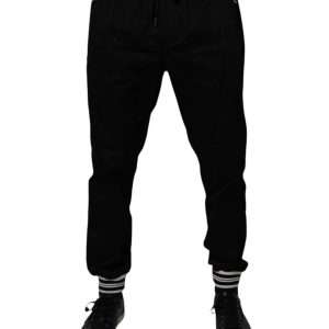Black Cotton Stretch Jogger Sweatpants Pants