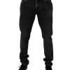 Black Cotton Stretch Men Skinny Denim Jeans - Image 2